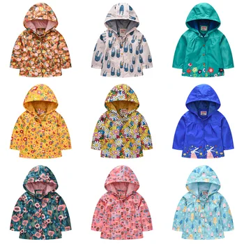 Новинка 2022 года, детские куртки для мальчиков, детская ветровка с капюшоном на молнии для маленьких девочек, модное пальто с принтом, детские непромокаемые толстовки, куртки
