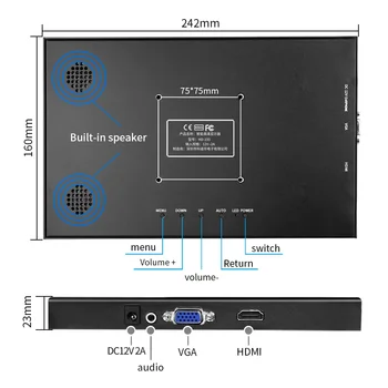 Портативный монитор HD 1080P IPS LCD для PS3 PS4 XBOx360 с интерфейсом VGA HDMI 10,1-дюймовый компьютерный игровой монитор ПК