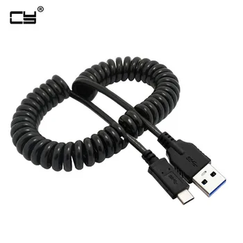 Растягивающийся USB-C USB 3.1 Type C к USB 3.0 A Кабель для зарядки данных Для Планшетов, телефонов и Ноутбуков 150 см 5 футов