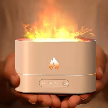 Реалистичный 3D Теплый Свет Пламени 250 мл Декоративный Ароматический диффузор Эфирного Масла, Ароматерапевтический Воздух, Холодный Туман, USB-Увлажнитель с Огненным Пламенем