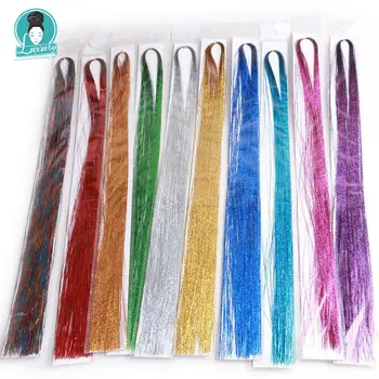 Роскошь для плетения синтетических волос, Сверкающая Серебром, Фиолетовым, Радужным, Розовым, Золотым, Синим, Разноцветными побрякушками для волос, 22-дюймовая Сложенная мишура для волос