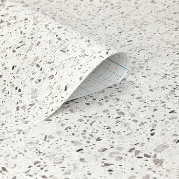 Самоклеящиеся водонепроницаемые мраморные обои для кухонных столешниц, глянцевая белая контактная бумага Terrazzo, Съемный гранитный рисунок