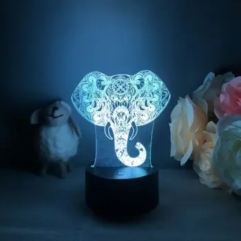 Сенсорный датчик 3D ночного освещения с изображением слона для декора спальни, Милый цветной подарок на день рождения, светодиодная лампа, Манга для детей, прекрасный подарок