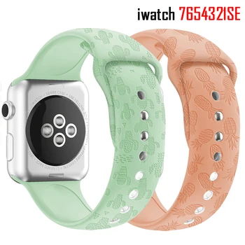 Силиконовый Спортивный ремешок Для Apple Watch Band 44 мм 40 мм 45 мм 41 мм 42 мм 38 мм Браслет с тиснением ремешок для часов iWatch Series 7 6 5 4 3 SE