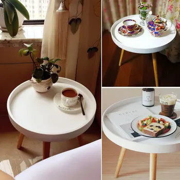 Скандинавский диван, приставной столик, мебель для гостиной, балкон, Маленький журнальный столик, ножка из цельного дерева, Маленький круглый столик