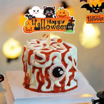 Украшение торта на Хэллоуин, Забавная тыква, чашка с пауком, набор вставок для торта, Аксессуары для выпечки на день рождения для детей