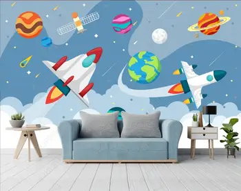 фотообои на заказ 3d Европейская космическая ракета, детская комната, спальня, домашний декор, обои для стен, 3d