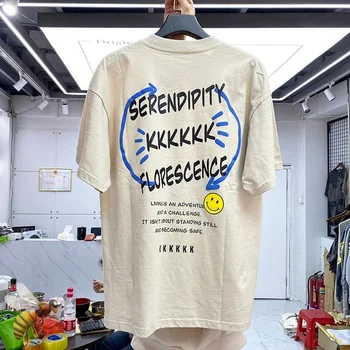 Футболка Kkkkkk большого размера для мужчин и женщин, высококачественные хлопковые футболки в винтажном летнем стиле