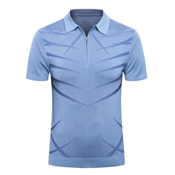 Шелковая мужская рубашка поло Billionaire 2021, новая мода, короткий рукав, тонкая полоска на молнии, Удобный большой размер M-5XL, эластичность