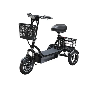 электрический трехколесный велосипед 48 В, самокат для взрослых, безопасное Торможение, Литиевая батарея, 10-дюймовые шины, Портативное хранение, Стабильная защита От Опрокидывания